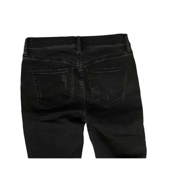 Women 26 Free People Great Heights Frayed Skinny Jeans Black Denim Pants Crop - Picture 6 of 6